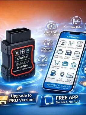 ELM327 OBDII Bluetooth Car Scanner - Black with Red Trim